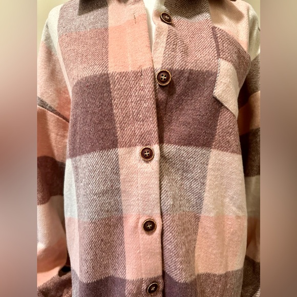 Cloud Ten Pink Plaid Button Down Flannel; size Medium; NWT - Picture 2 of 7